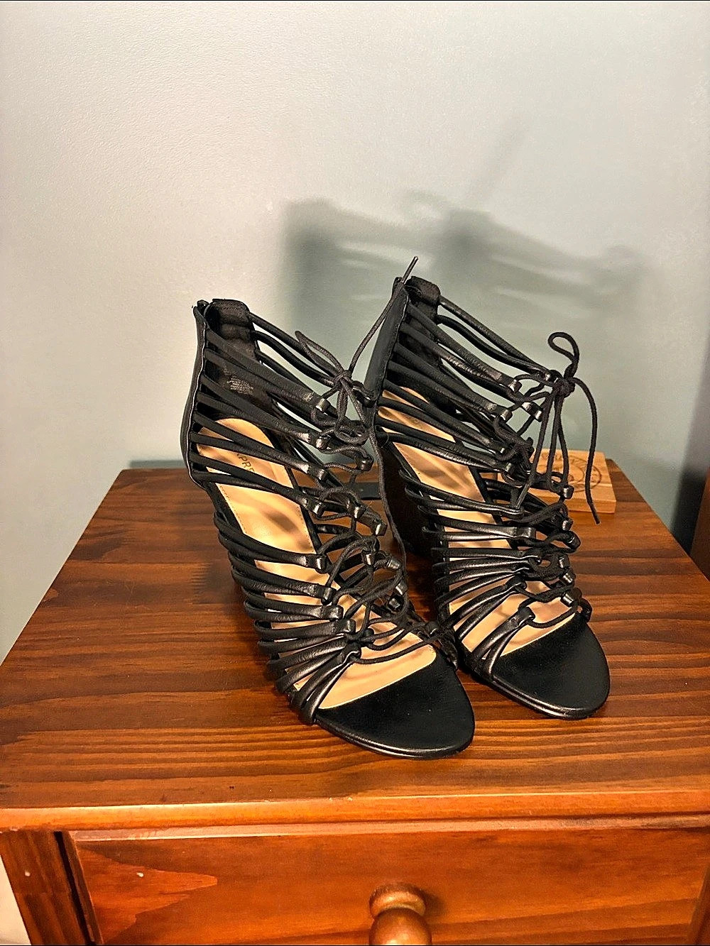 Express Black Strappy Wedge Sandals size 8